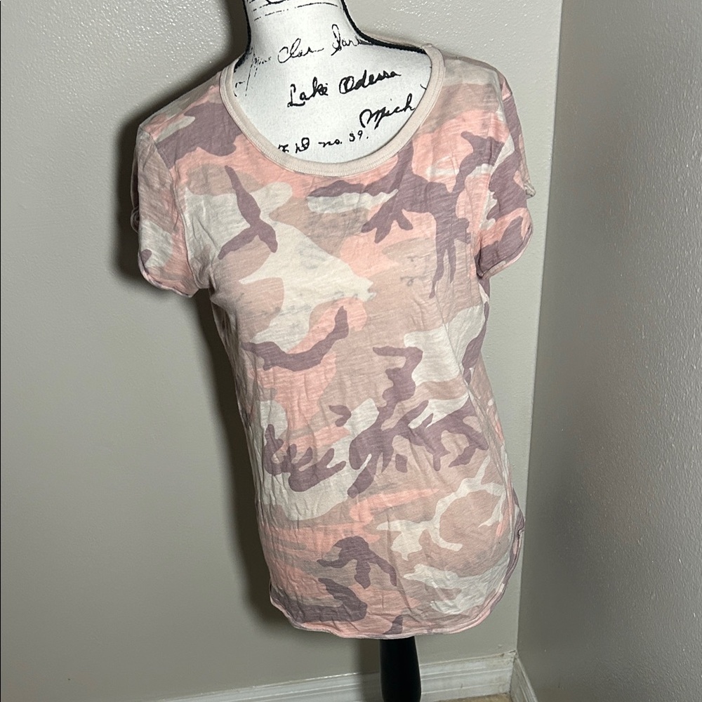 We The Free Pink and Cream Camo Tee